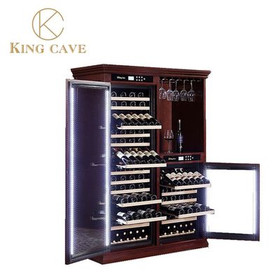 Harga yang bagus Standar Internasional Kayu Zona Dual Wine Cooler Kabinet Listrik on line