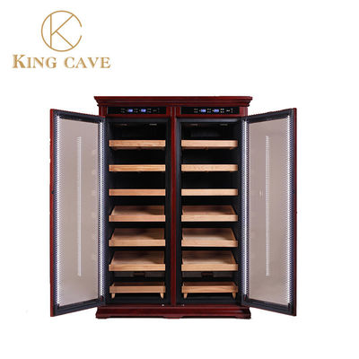 Harga yang bagus Lampu LED Mewah Zona Ganda Pintu Ganda Cigar Humidor Cabinet on line