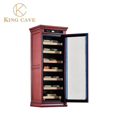 Harga yang bagus Pendinginan Cigar berdiri sendiri Humidor LED Pencahayaan Kayu Frame Kaca Pintu Modern Cigar Cabinet on line