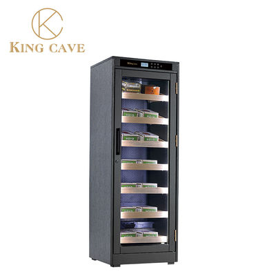 Harga yang bagus Rak Kayu Abu-abu Mewah Cigar Humidor Cabinet Dengan Pintu Kaca on line