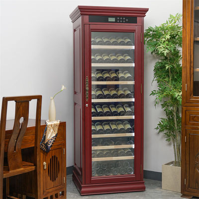 Harga yang bagus Perabot lemari es minuman vertikal red wood wine cooler on line
