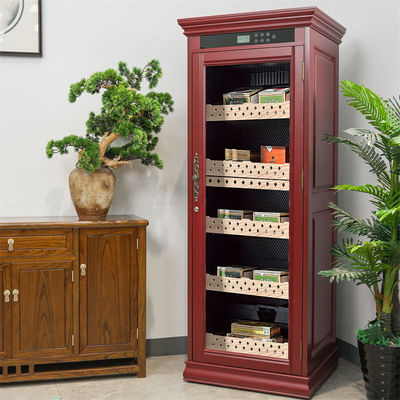 Harga yang bagus Standing Lockable Cabinet Kayu Merah Touchscreen Cigar Cooler Humidifier on line