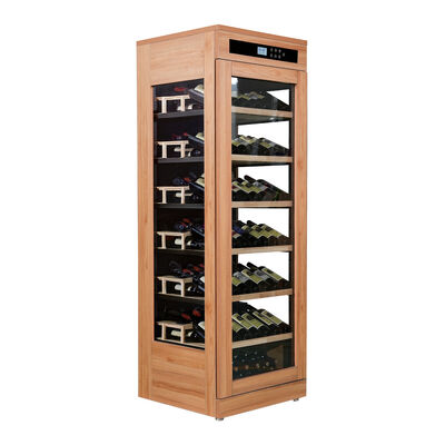 Harga yang bagus Premium Oak Finish Wood Wine Cooler dengan kapasitas 60 botol dan rak kayu yang dapat disesuaikan on line
