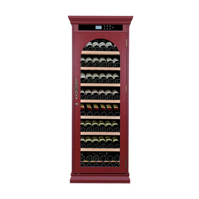 Harga yang bagus Luxury Burgundy Solid Wood Wine Cooler Cabinet dengan Panel Kontrol Digital dan Kontrol Sentuh on line