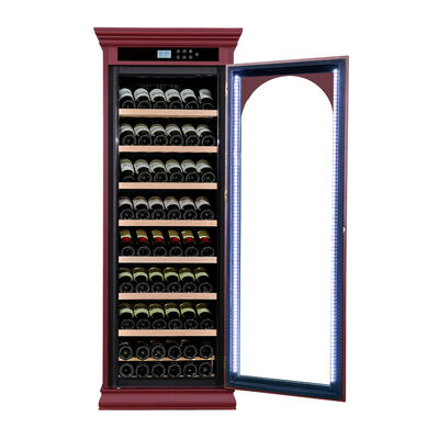 Harga yang bagus Free Standing Elegant Design Smart Digital Control Wood Wine Cooler dengan Finish Merah Klasik on line