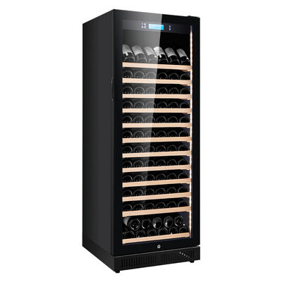 Harga yang bagus Premium Black Solid Wood Wine Cooler Cabinet dengan kapasitas 150+ botol, kontrol suhu digital, dan pintu kaca tempered dua lapisan on line