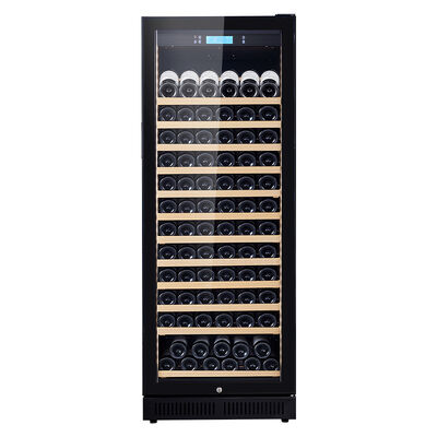Harga yang bagus Single Zone Wood Wine Cooler dengan rak kayu yang dapat disesuaikan, pintu kaca dengan loker, dan panel kontrol digital on line