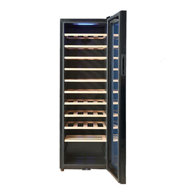 Harga yang bagus Single Zone Wood Wine Cooler dengan lampu LED pintu kaca tempered dan tingkat kebisingan kurang dari 42 dB on line