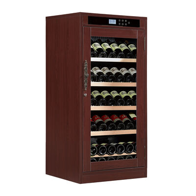 Harga yang bagus Lemari Pendingin Anggur Finishing Kayu Burgundy dengan Pintu Kaca Berkunci dan Pendingin Termoelektrik on line