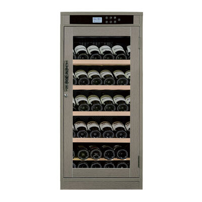Harga yang bagus Lemari Pendingin Anggur Dapur Finishing Kayu Abu-abu dengan Kontrol Suhu Digital dan Pencahayaan Interior LED on line