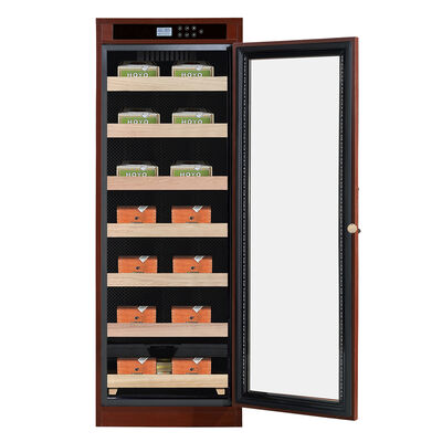 Harga yang bagus Pendingin Humidor Cerutu Bingkai Kayu dengan Kontrol Iklim Tepat dan Pintu Kaca Ganda on line