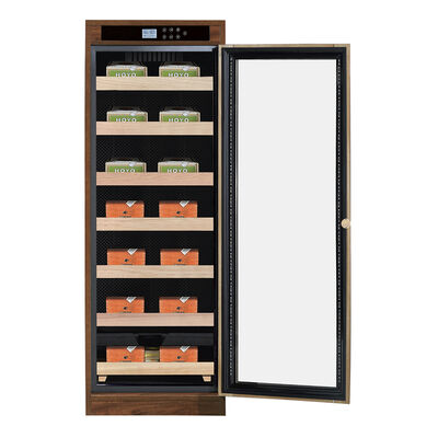 Harga yang bagus Kabinet Humidor Rangka Kayu Bebas dengan Pintu Kaca yang Dapat Dikunci dan Sistem Humidifikasi Bawaan on line