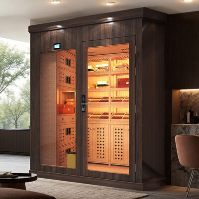 Harga yang bagus Kabinet Humidor Pendingin Cerutu Walk-In Rangka Kayu Solid Kustom on line