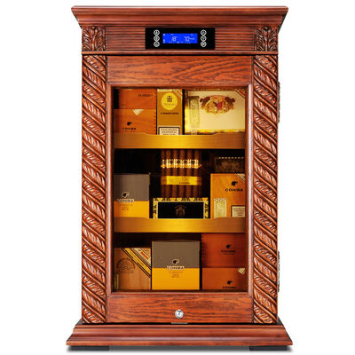 Harga yang bagus Kontrol Iklim Cerdas Kayu Padat Cigar Cooler Humidifier Cabinet Dengan Kunci on line