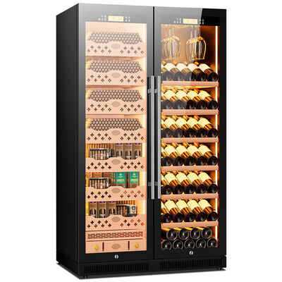 Harga yang bagus Kabinet Humidor Rokok Elektronik Dua Zona Dengan Rak Cedar Spanyol on line