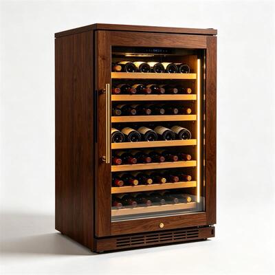 Harga yang bagus Walnut Kayu Wine Cooler Cabinet berdiri sendiri suhu konstan kulkas anggur on line