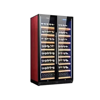 Harga yang bagus Lemari pendingin anggur dua zona dengan pintu kaca tempered & rak kayu on line